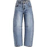 ZESICA Womens Barrel Jeans for Women Trendy 2026 High Waisted Wide Leg Stretchy Baggy Ankle Denim Pants with Pockets