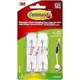 Command 17067-HWES, White, Holds up to 0.5 lbs, Indoor Use, 4, 5-Strips, Organize Damage-Free Small Wire Hook, Count
