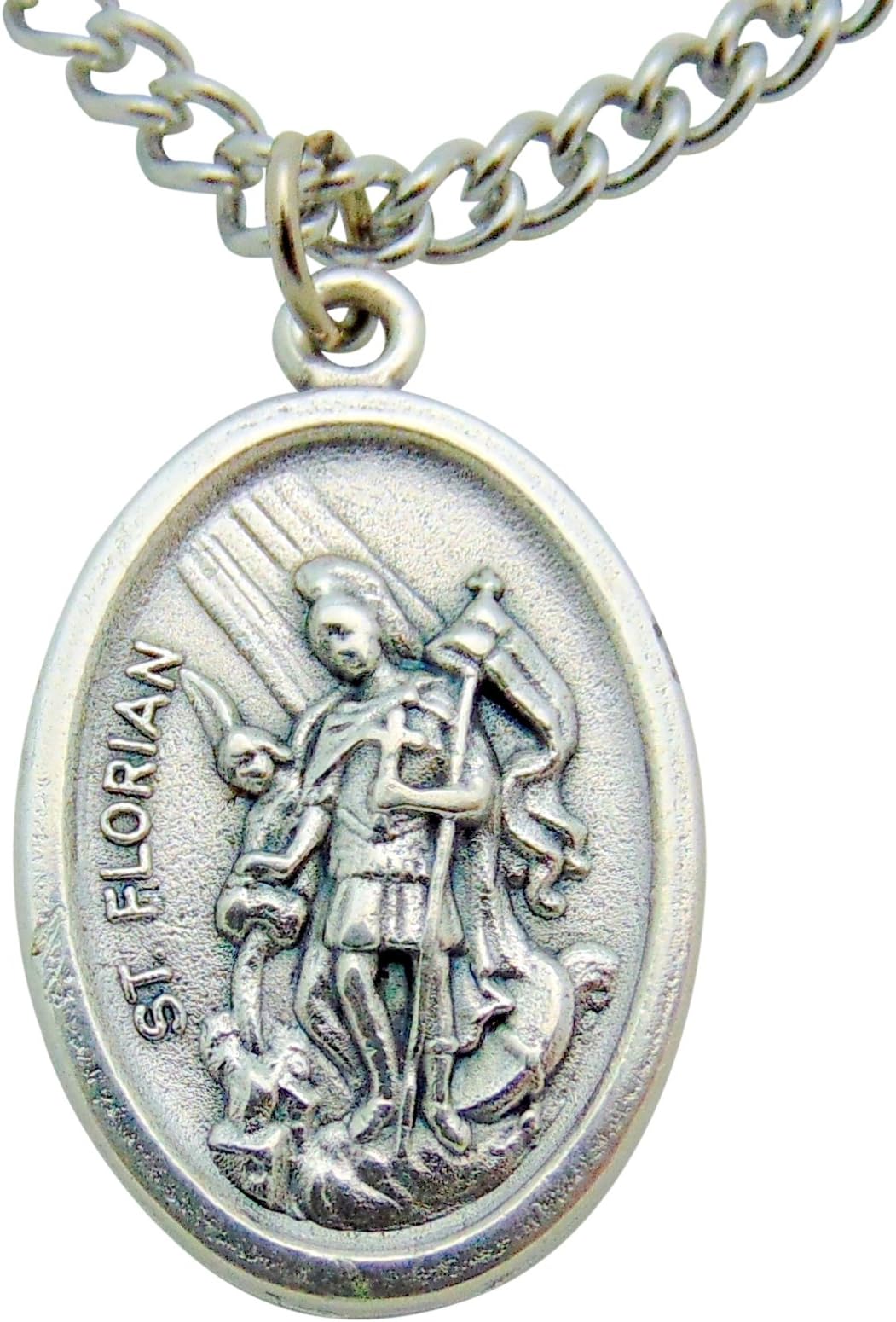 St Florian Medal Firefighter Protector Saint with Stainless Steel Chain for Fire Men or Women