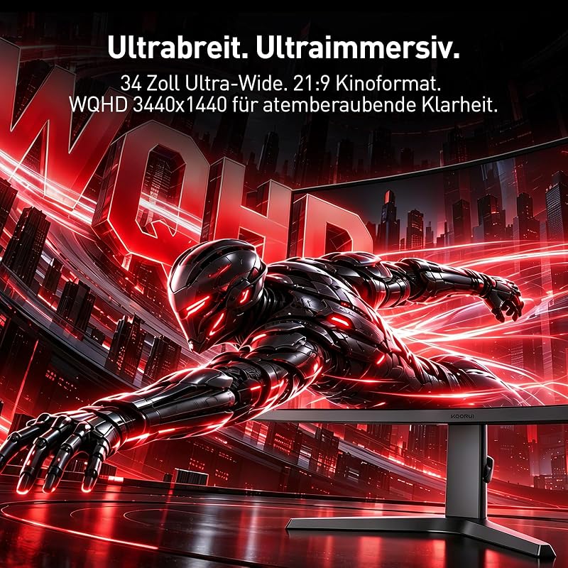34 Zoll Curved Gaming Monitor 200Hz Bildschirm WQHD HDR 400 HDMI/DP
