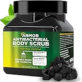 Antibacterial Body Scrub | Manuka Honey & Charcoal | Kills 99.9% of Germs & Bacteria | Body Scrub Exfoliator Deep Cleansing & Purifying for Smooth, Fresh & Soft Skin | 16 fl oz