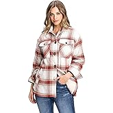 Love Tree Women's Cozy Soft Sherpa Coat Plaid Shacket