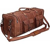 Leather Duffle Bag for Men Luggage Handmade Travel Bag Carry On Luggage Weekender Bags Overnight Gym Sports Cabin Holdall Bag For Airplanes Men And Women (30 Inch Brown)