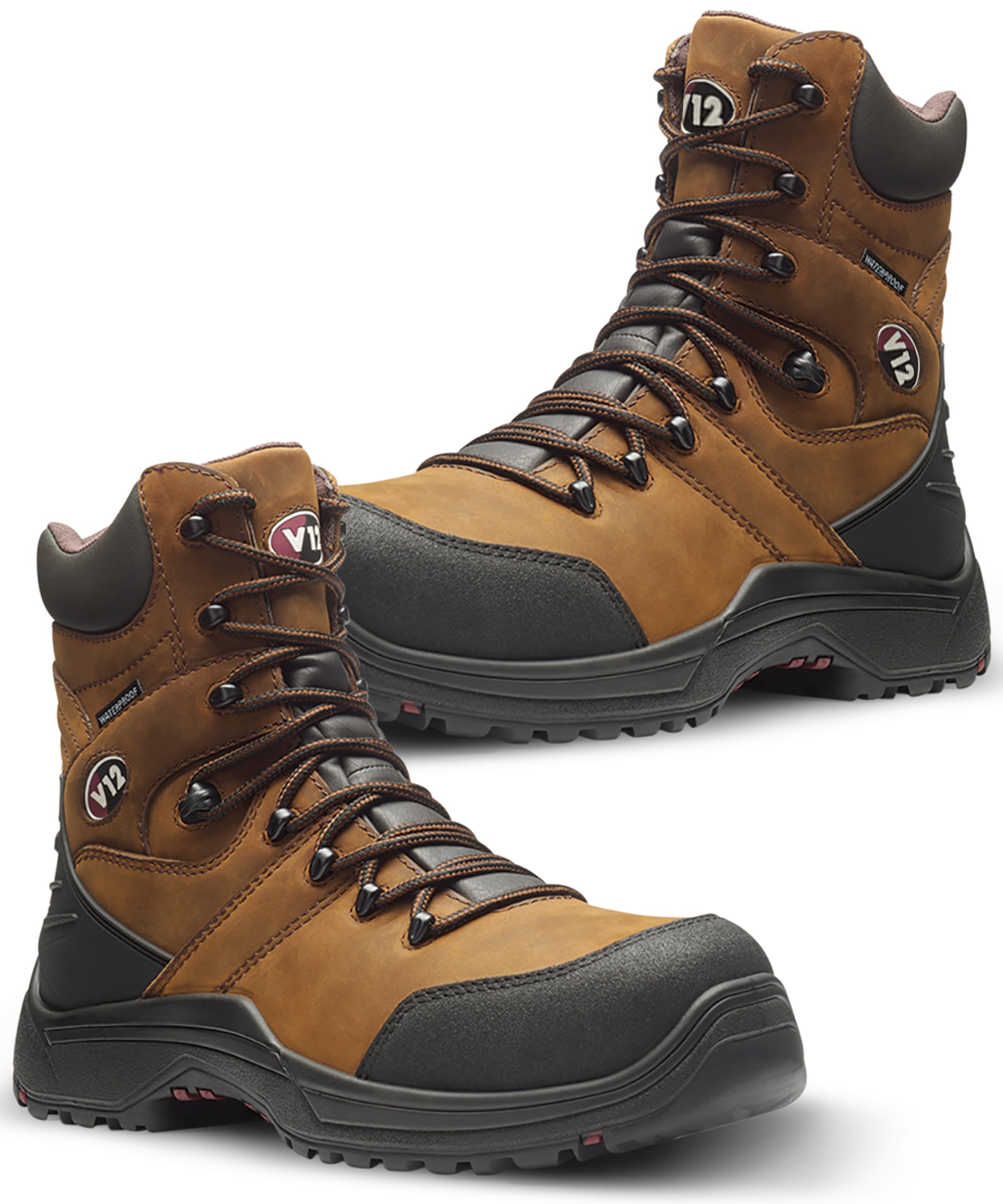 V12 Rocky IGS Safety Boots Mens – Waterproof Work Boots with Zip & Lace – Lightweight Composite Toe Cap & Midsole – Slip Resistant, Heat Resistant Work Safety Boots for Men, Size UK 10