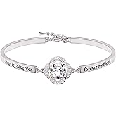 ALOV Jewelry Sterling Silver "always my daughter forever my friend" Cubic Zirconia Bracelet