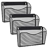 Gawerk 3 Pack Wall File Organizer, Mesh Hanging Metal Vertical Wall Mounted File Holder for Office/Home