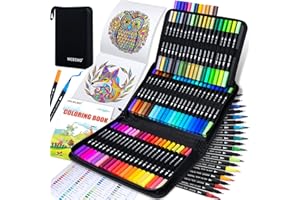 Nicecho 72 Colors Dual Tip Art Markers Pens for Adult Coloring Books, Brush and Fine Tip Coloring Marker for Drawing Journaling Note Taking Lettering