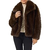 LUSI MADAM Women's Faux Fur Jacket Leopard Print Coats Fall Winter Warm Lapel Cardigan Fluffy Faux Fur Coat with Pockets