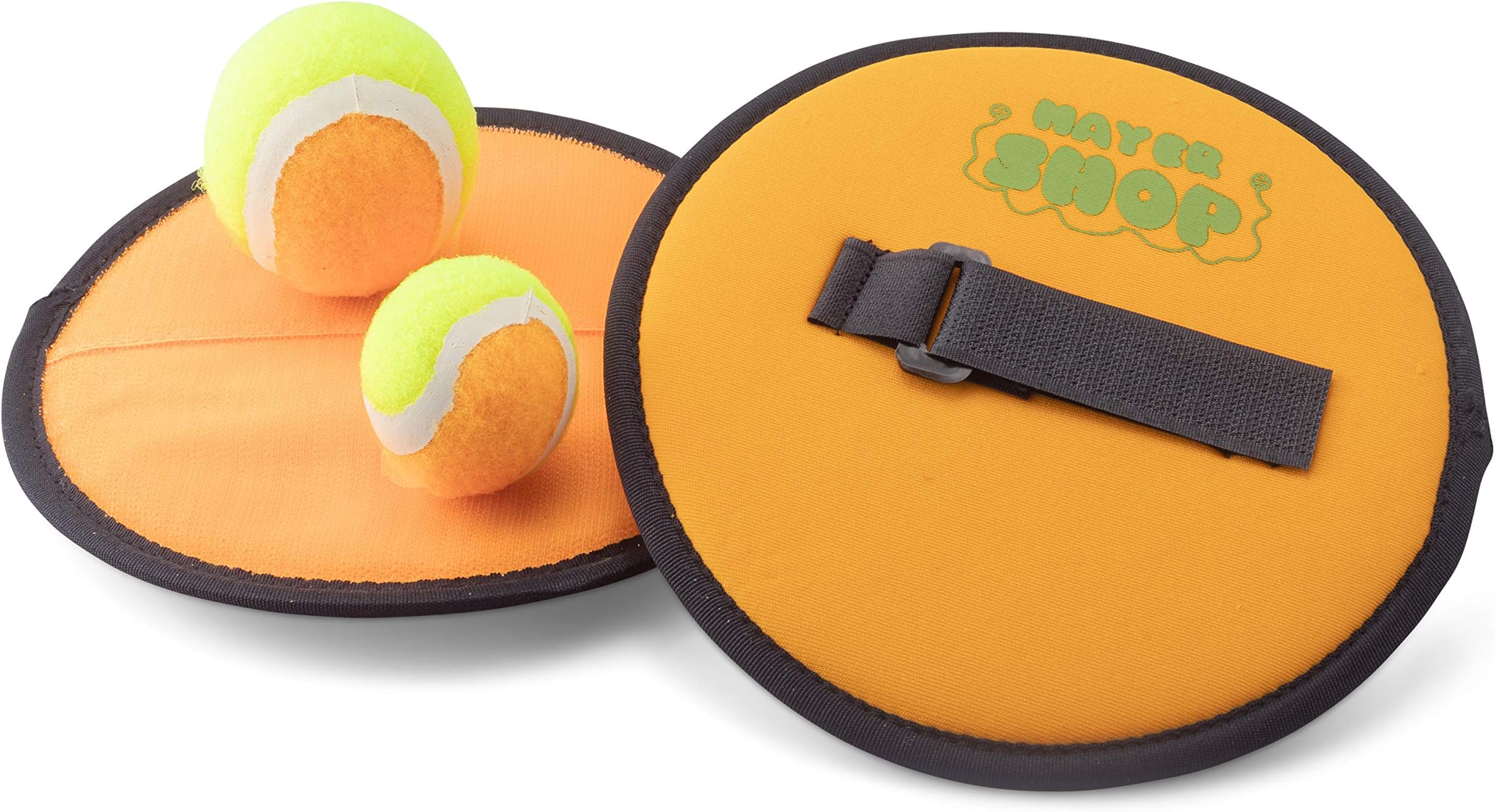 Mayershop Paddle Ball Catch Set - Toss and Catch Ball Set Includes 2 Paddles, 1 Large Ball and 1 Small Ball - Adjustable Paddles Made from Durable Recycled Plastic-Beach Paddle Ball Game
