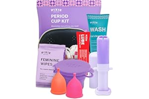 PIXIE CUP Pixie Menstrual Cup Kit - Best Period Cup Starter Kit for Feminine Care - Proven to Be What You Need to Become A Successful Cup User - 100% Medical-Grade Silicone - Tampon Alternative