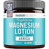 Magnum Solace Nighttime Magnesium Lotion with Arnica – Soothing Relief & Relaxation, Highly Concentrated Magnesium for Muscles & Joints – Apply to Legs or Feet Before Bed – Skin-Friendly