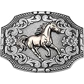 LYTOPTOP Belt Buckle for Men│Floral Running Horse Texas Cowboy Cowgirl Christmas Halloween Belt Buckle Gifts
