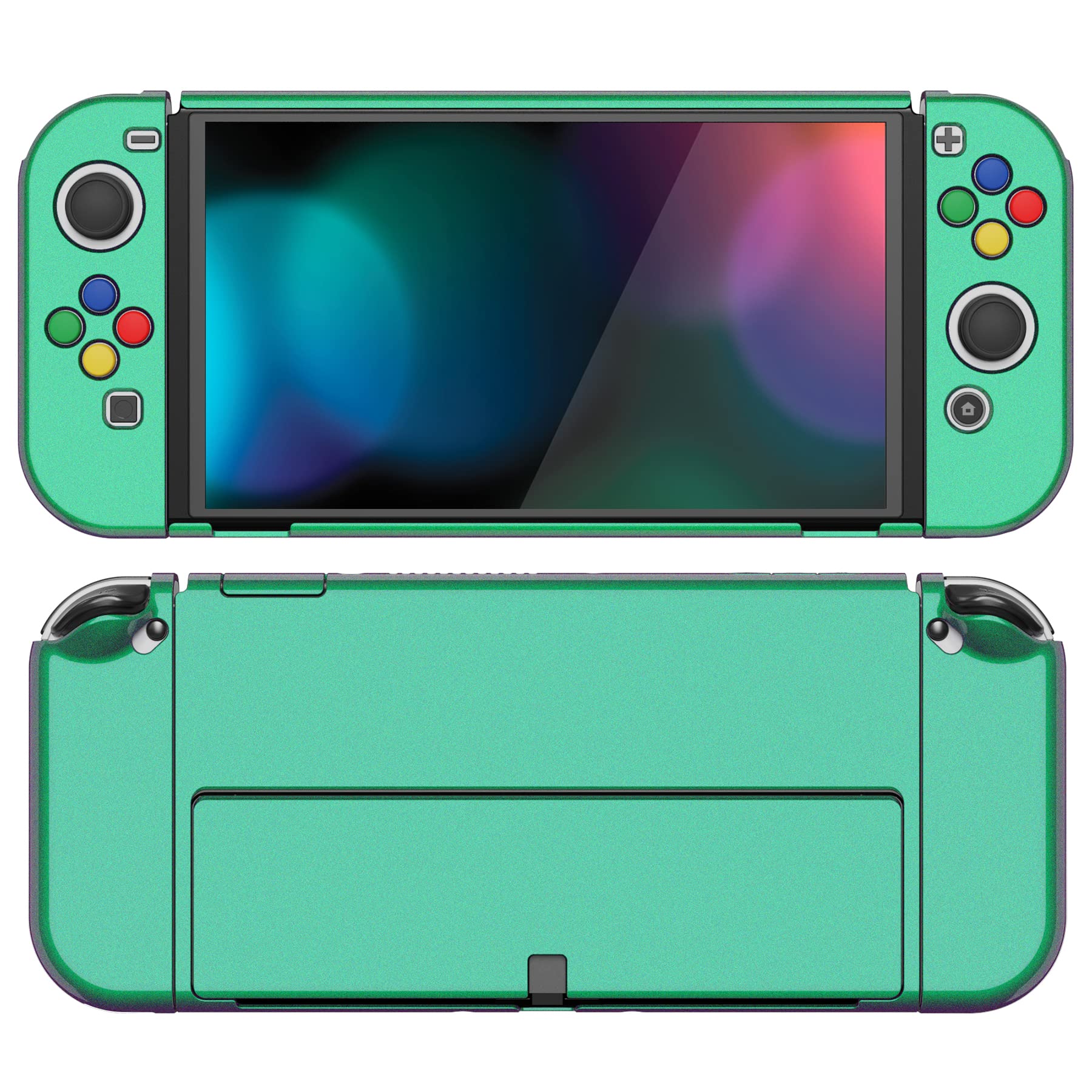 PlayVital AlterGrips Protective Slim Case for Nintendo Switch OLED, Ergonomic Grip Cover for Joycon, Dockable Hard Shell for Switch OLED w/Thumb Grip Caps & Button Caps