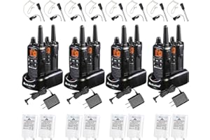 Midland LXT600BBX4 FRS Business Walkie Talkies - Long Range 36-Channel Two-Way Radios with Headsets and Charging Base, NOAA Weather Alerts (8-Pack, Black)