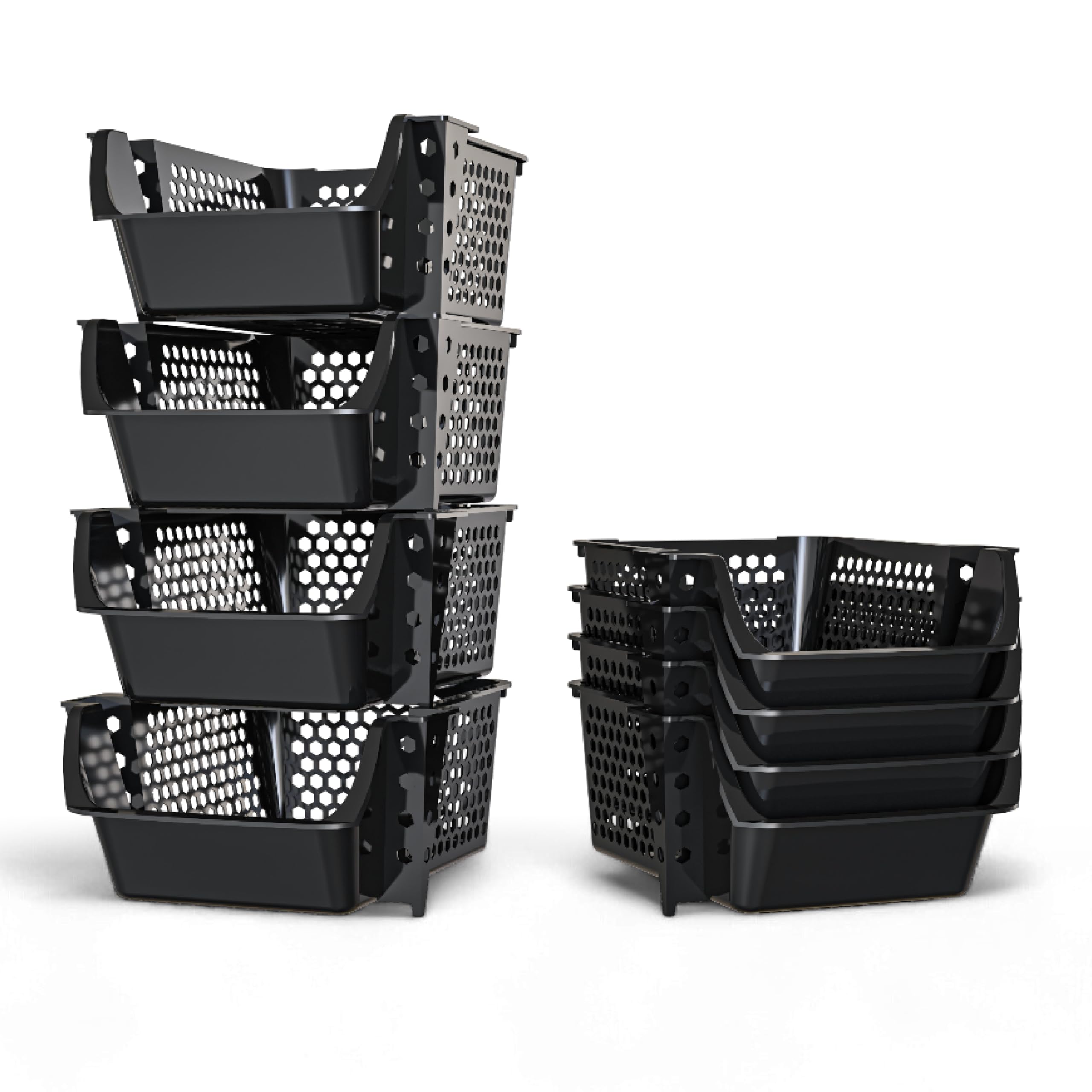 Skywin TidyFriend Stackable Storage Bins for Pantry, 4 Pack Stackable ...
