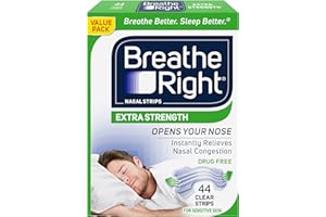 Breathe Right Extra Strength Clear Nasal Strips, Nasal Congestion Relief due to Colds & Allergies, Reduces Nasal Snoring caused by Nasal Congestion, Drug-Free, 44 count, Large