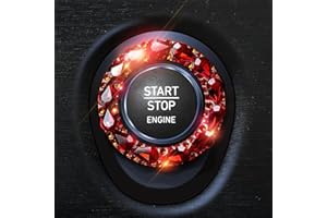 Blinglife Car Engine Start Stop Ignition Button Logo Sticker, Shiny Crystal Rhinestone Cover Protection Ring, Bling Car Accessories for Wowen, Red
