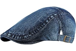 meioro Unisex Denim Newsboy Cap Cotton Flat Cap Ivy Gatsby Driving Hunting Cabbie Hats for Men Women