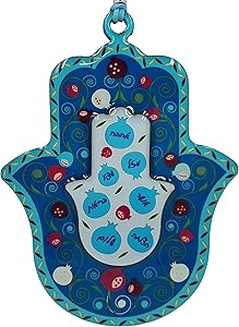 TALISMAN4U Seven Blessings Hamsa Wall Decor Multicolor Pomegranate Design Evil Eye Protection Amulet (Hebrew 7 Blessings)