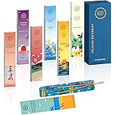 Raajsee Incense Sticks Natural, Set of 6 Organic Incents –120 Insence-Sticks with Holder– Aromatherapy Gifts, Non Toxic Clean Burning for Spiritual Cleansing – Ocean Salt, Grape Fruit Clove, Sage