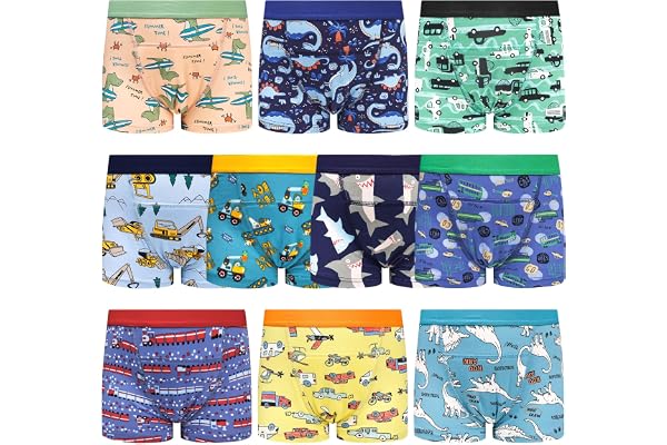 MooMoo Baby Toddler Potty Training Underwear 10 Pack Training Pants in Boys Boxer Briefs Style 2-6T