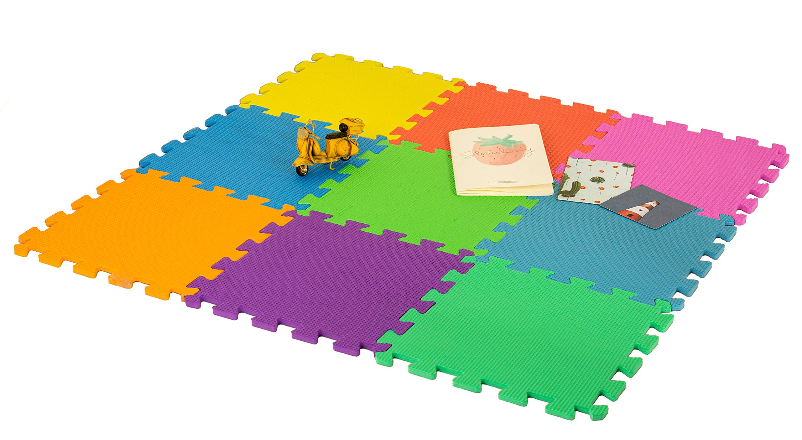 DIVCHI Foam Play Mat - 29x29cm Multi Colour Floor Mats 9 Pack - Comfortable Cushiony Foam Floor Puzzle Mat for Kids & Toddlers