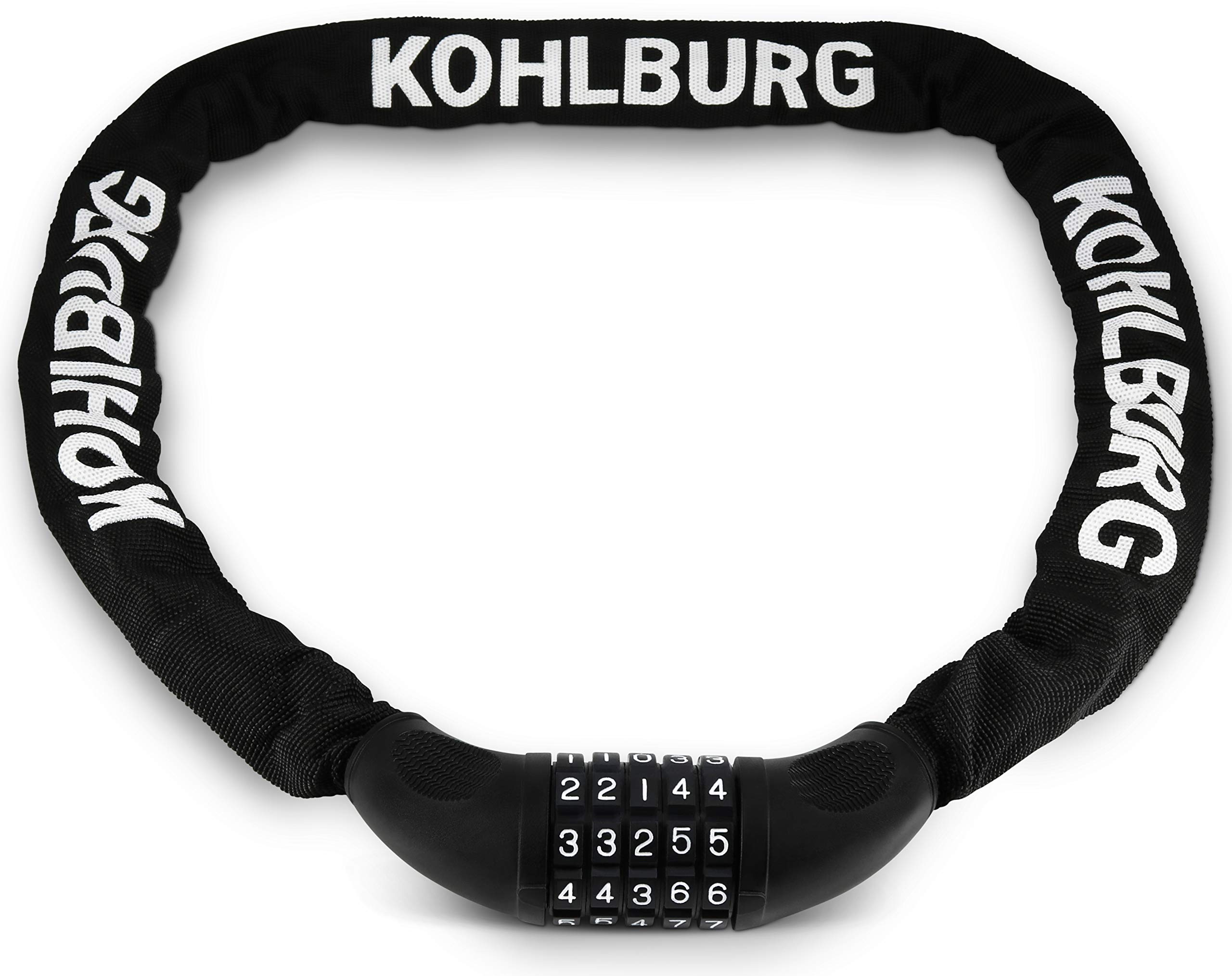 KOHLBURG Extra Long Bicycle Combination Lock - 45" / 3.8 ft Chain & 0.24” Strong Number Combination Bike Lock - Secure Chain Lock Almost 4 ft - Security 5-Digit Bike Lock Combo for Bicycle & e-Bike