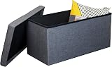 HomeHarmony Folding Storage Ottoman Seat Grey Large 76x38x38 cm view 4