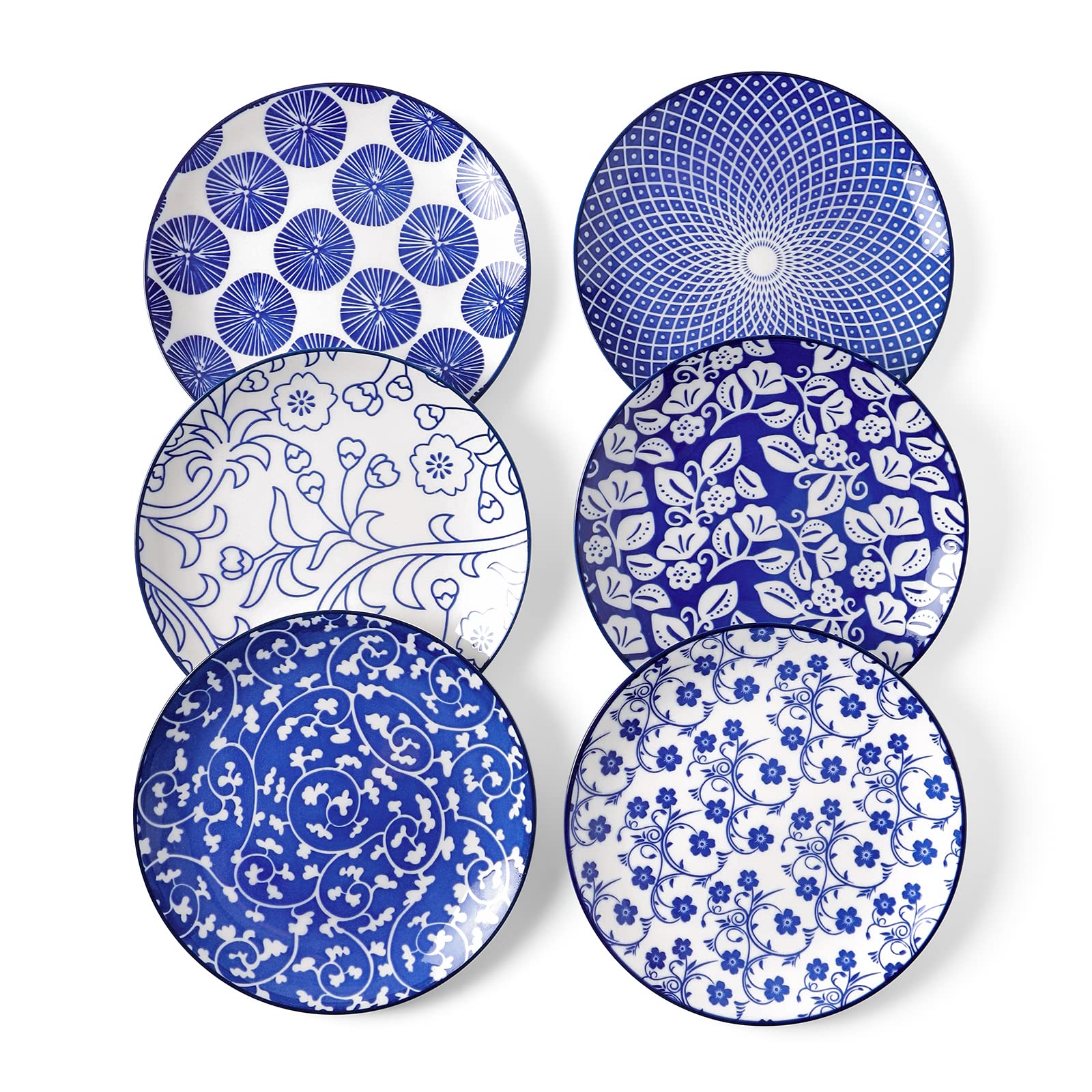 Photo 1 of Selamica Ceramic Dessert Plates Set of 6, 6 Inch Appetizer Plates for Kitchen, Microwave & Dishwasher Safe, Vintage Blue