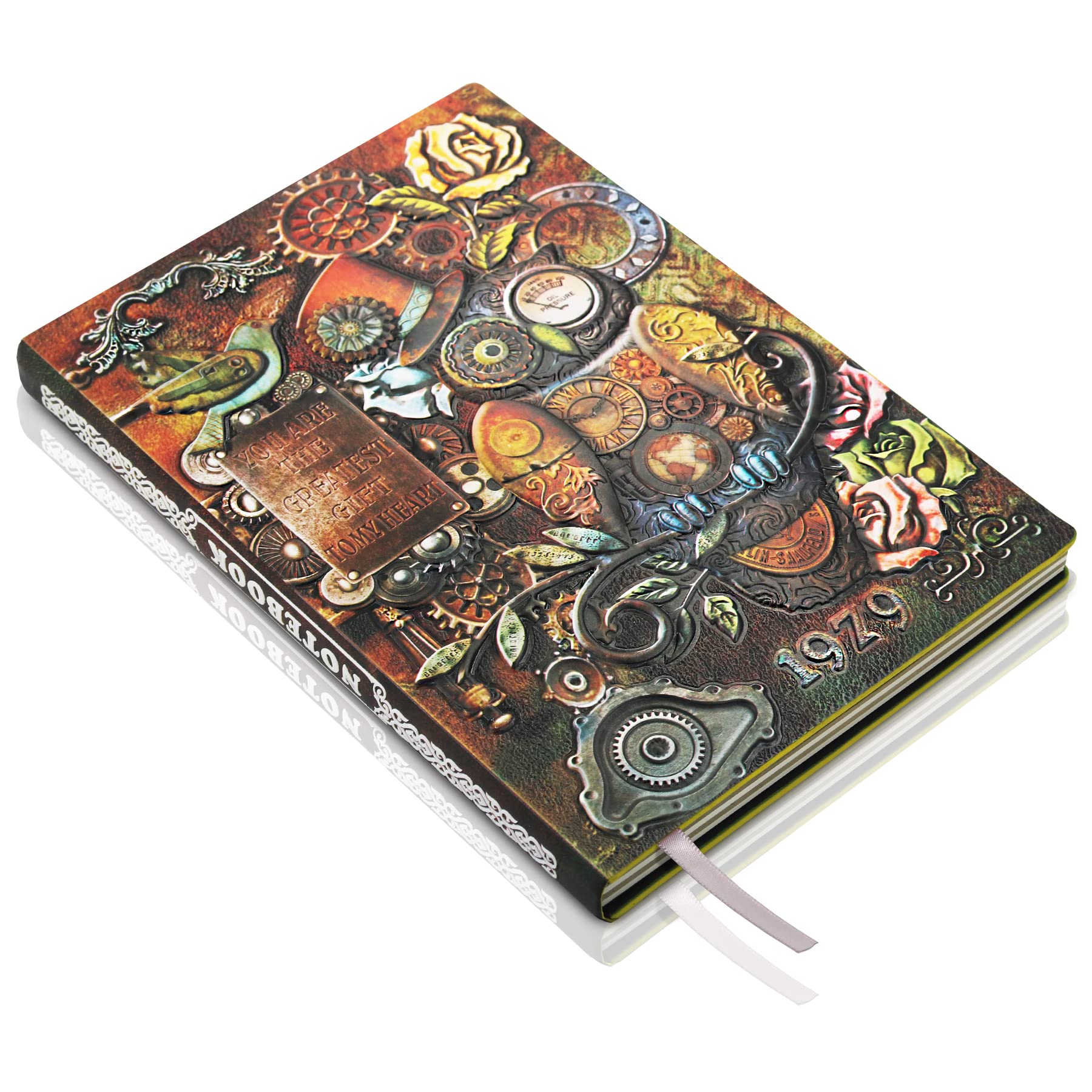 Steampunk Owl Leather Journal Notebook - 3D Handmade Vintage Owl Journals Travel Diary with Lined Paper Cool Leather Sketchbook Writing Journals Owl Gift for Women & Men & Nerdy (A5, Multicolor)