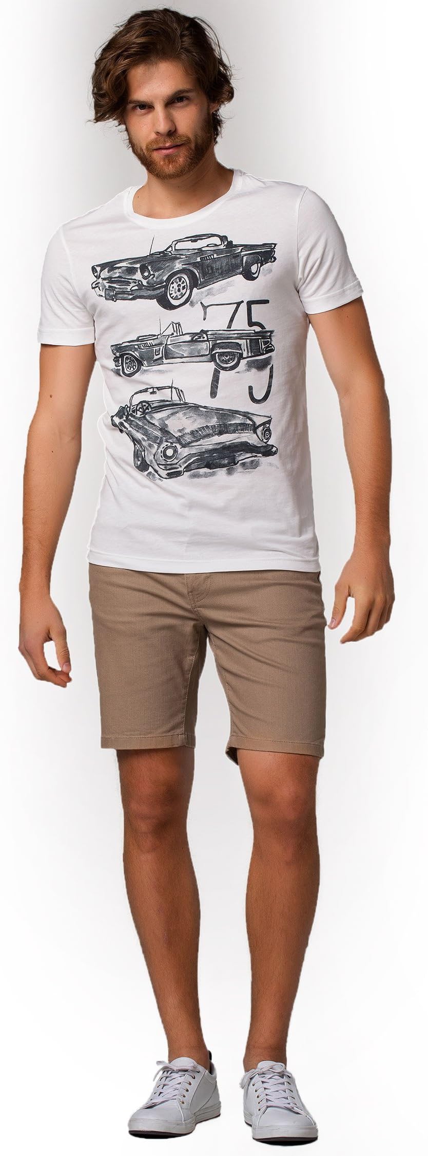 DeFacto Men's Color Changing Car Printed T-Shirt