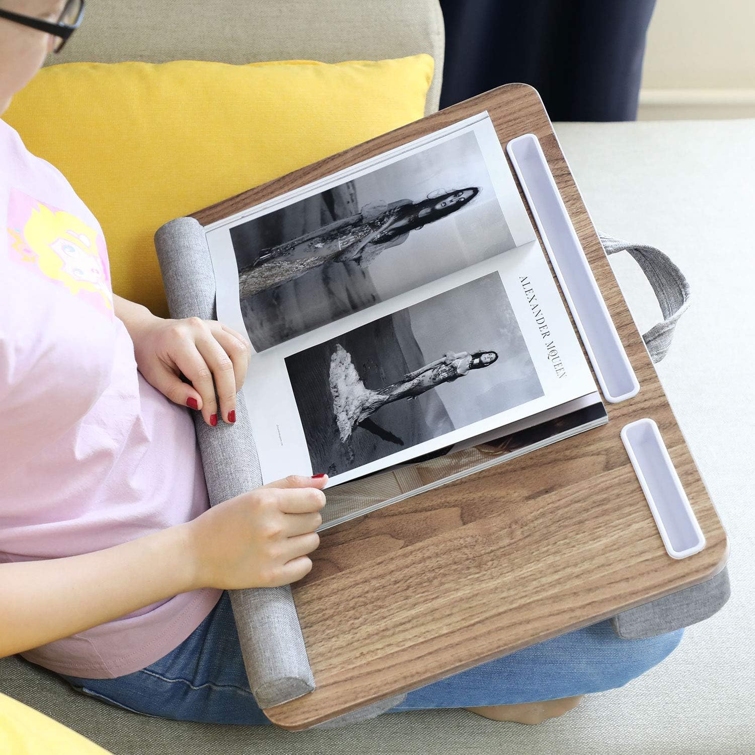HUANUO Lap Desk - Fits up to 17 inches Laptop, Built in Wrist Pad for Notebook, Tablet, Laptop Stand with Tablet, Pen & Phone Holder : Office Products