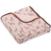 LollyBanks Muslin Baby Blanket 100% Organic Cotton, Muslin Quilt Lightweight, 6 Layers Soft Blanket Neutral, 47"x 47" Toddler Blankets for Girls and Boys, Nursery Receiving Blankets (Giraffe Print)