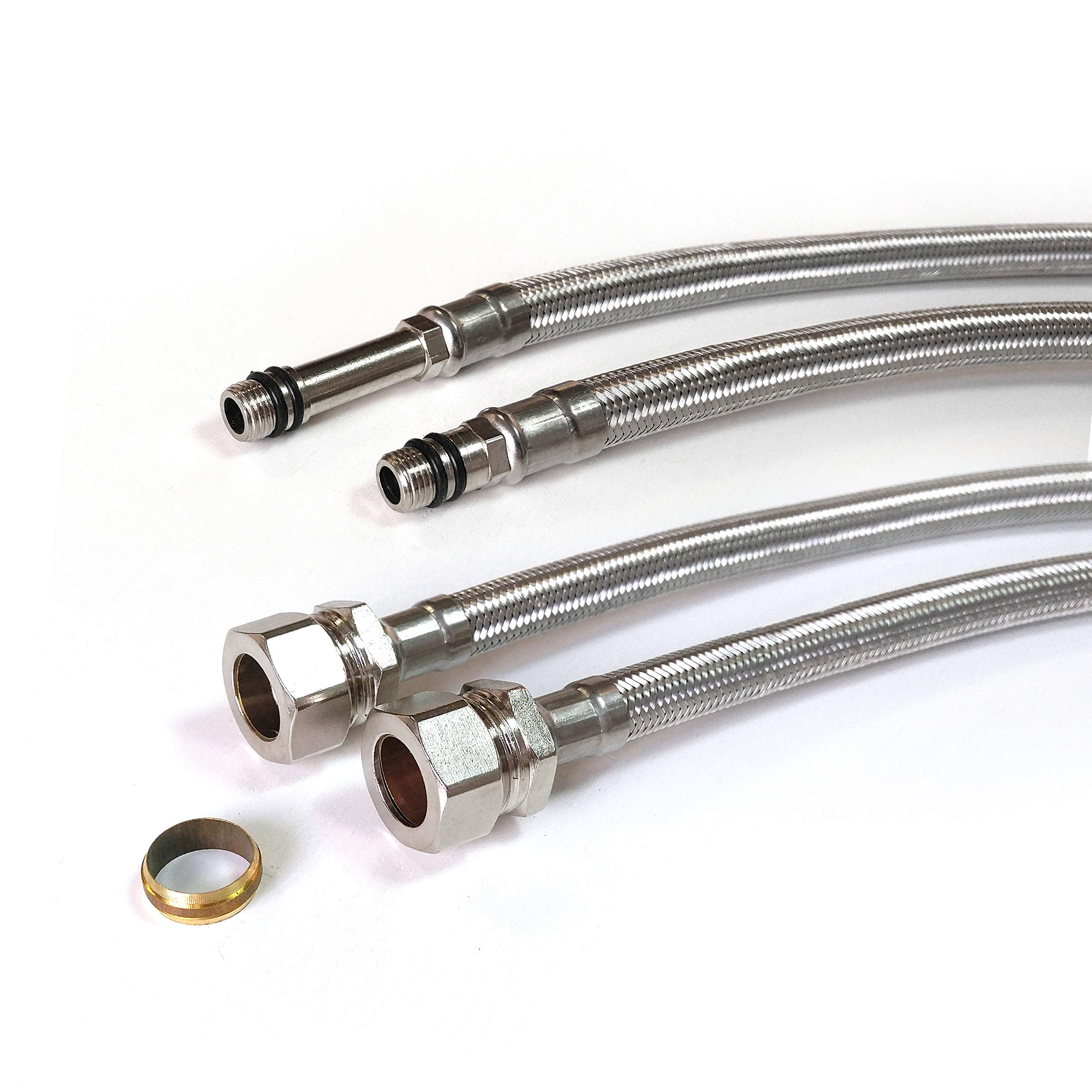 Xcel Home M10 (10mm) x 15mm Compression Flexible Tap Connector Hose 500mm | Replacement Flexi Pipe Tails for Monobloc Mixer Tap Kitchen Sink Bathroom Basin | Easy DIY Fitting Plumbing Installation