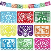 OHOME Dia De Los Muertos Decorations - Papel Picado Banner Streams | Cinco De Mayo Mexican Theme Birthday Backdrop Fiesta Party Decorations for Day of the Dead Taco Decor Party Favors Supplies