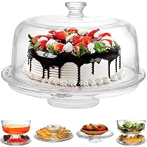Amazon.com: Extra Large (12") 6 in 1 Acrylic Cake Stand with Dome ...
