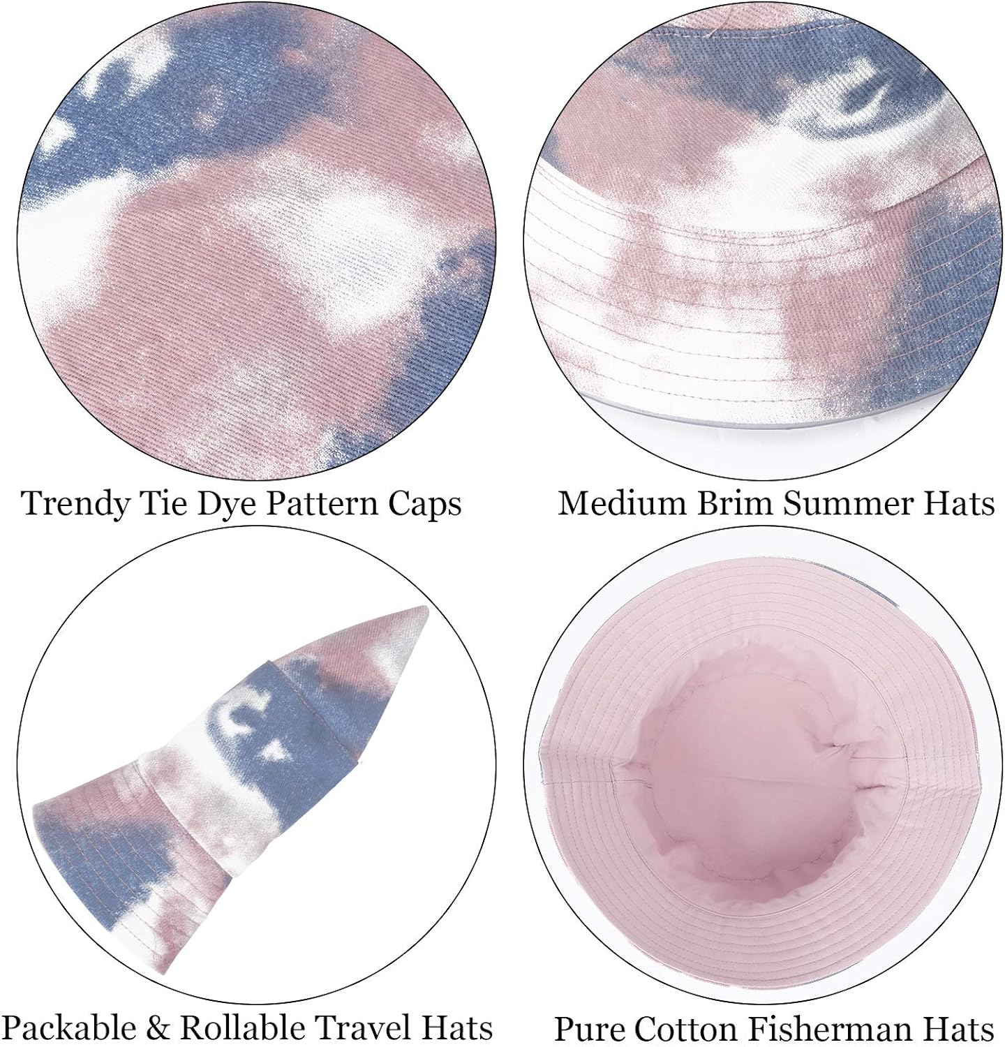 DOCILA Fashion Tie Dye Bucket Hat for Women Vibrant Design Cotton Fisherman Sun Caps