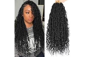 LMZIM 18 inch Goddess Locs Crochet Hair 8 Packs Boho Faux Locs Crochet Braids for Black Women Soft Locs Crochet Hair Pre Looped 1B