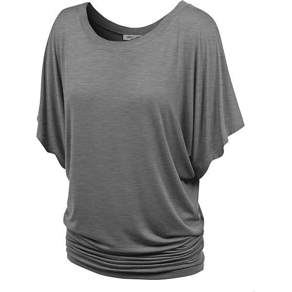 LL Women's Boat Neck Dolman Top - Short Sleeve Drape Knit Blouse, Size L, Rust Color