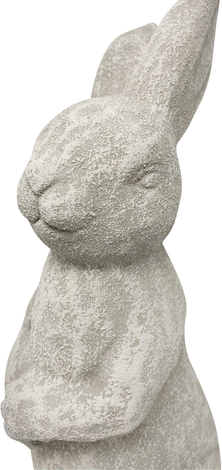Elly Décor 14 Inch Tall Standing Sculpture for Your Patio & Yard, Outdoor Lawn décor, Cute Ceramic Figurine Garden Rabbit Bunny Statue, White Cantera : Garden & Outdoor