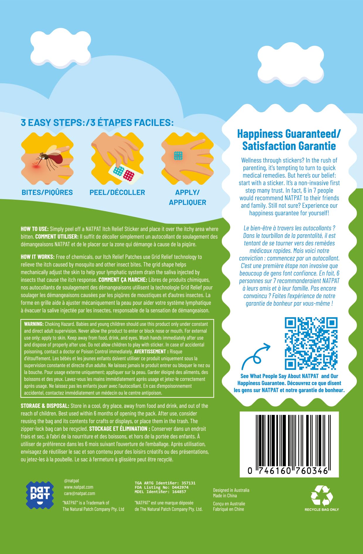 NATPAT Magic Patch Itch Relief Stickers - Insect Bite Patch for Mosquitos, Ticks, Midges, Sandflies, and Bed Bug Bites - Buzzpatch - 32 Count
