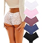 ALL OF SHE Sexy Underwear Panties for Women Cheeky V Waist Lace Boyshorts Lingerie Plus Size Underwear Gift Wife Women 5 Pack