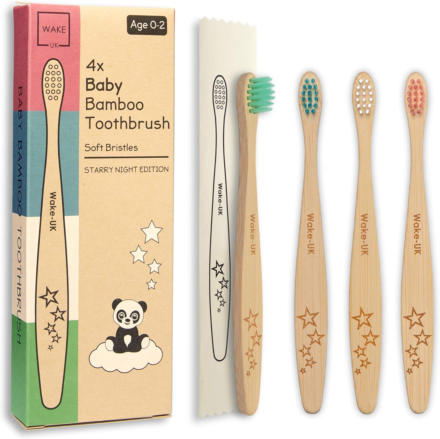 Bamboo Baby Toothbrush 02 Years 4 Pack, Smaller Head Design for Baby
