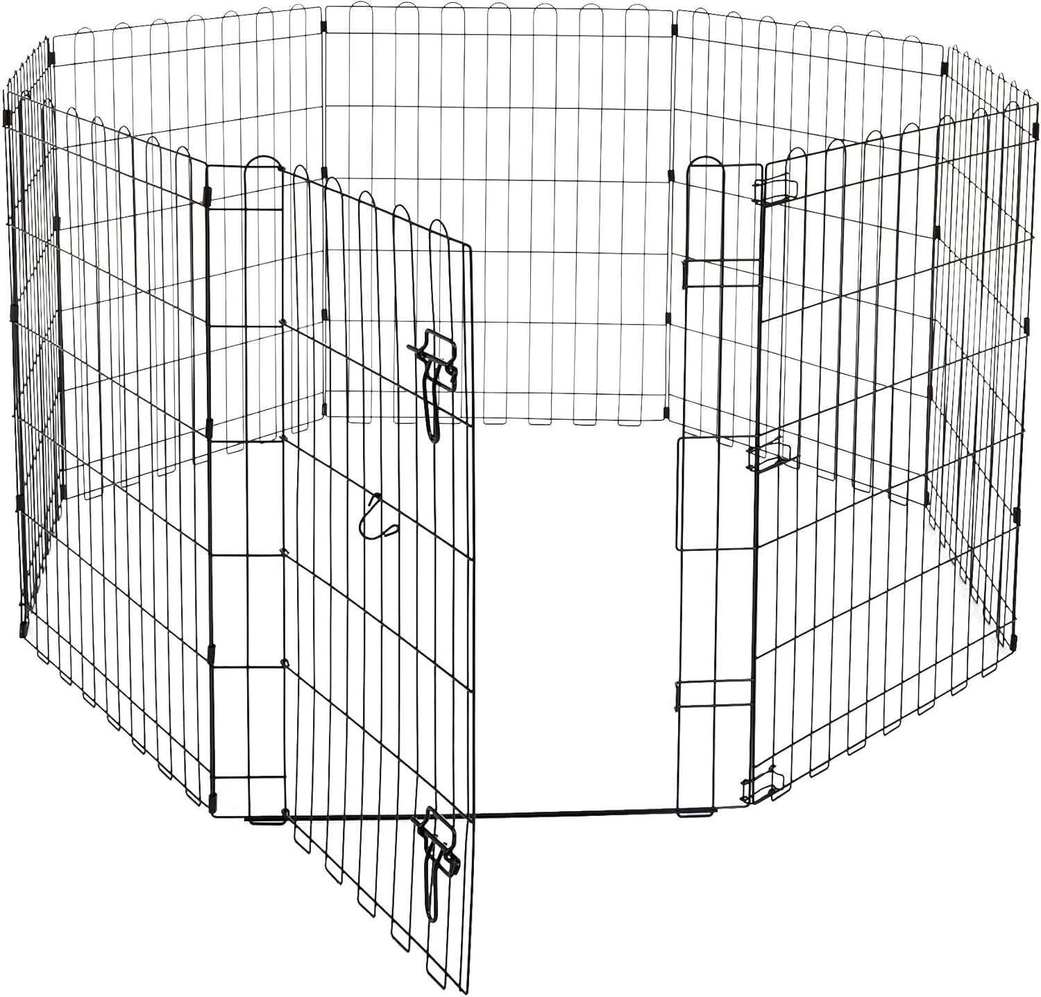 Basics Foldable Metal Pet Dog Exercise Fence Pen With Gate - 60 x 60 x 30 Inches : Pet Supplies