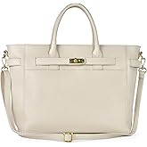 Italian Genuine Calf Leather Handbag for Women with Zipper & Adjustable Strap | Medium Top-Handle Satchel Purse