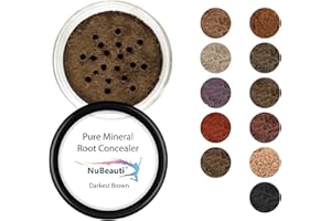 NUBEAUTI Root Concealer Touch Up Powder | All-Natural Crushed Minerals | Fast and Easy Total Gray Hair Cover Up For Black, Brown, Auburn and Blonde Hair - 0.30 oz (Darkest Brown)
