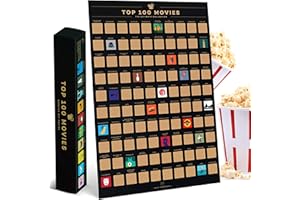 Enno Vatti Top 100 Movies Scratch Off Poster - Bucket List of Best Films - 100 Movie Scratch Off Poster (16.5" x 23.4") - Including Top 100 Movie Posters - Gift for Movie Lovers