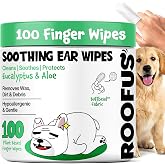 ROOFUS THE DOG Dog Ear Wipes 100 Count - Vet Ear Cleaner for Dogs &amp; Cats | Removes Wax, Dirt &amp; Odor - Soothes Itching - Ear Cleaning - Vet-Recommended Pet Ear Wipes for Dogs, Cats &amp; Puppies