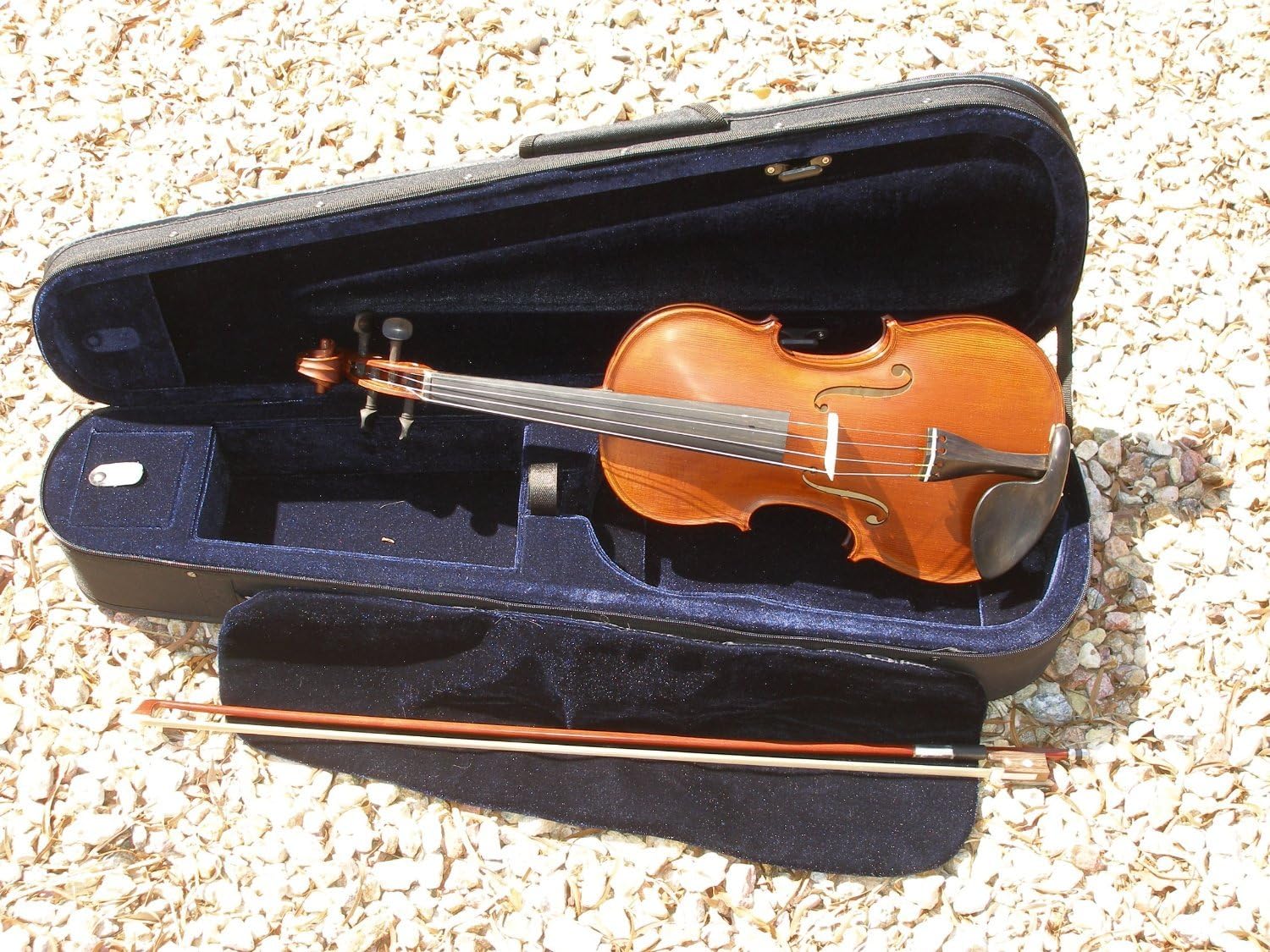 Gems I Gliga Violin 4/4 Full Size with Case, Bow, Rosin, and 4 Built in Fine Tuners