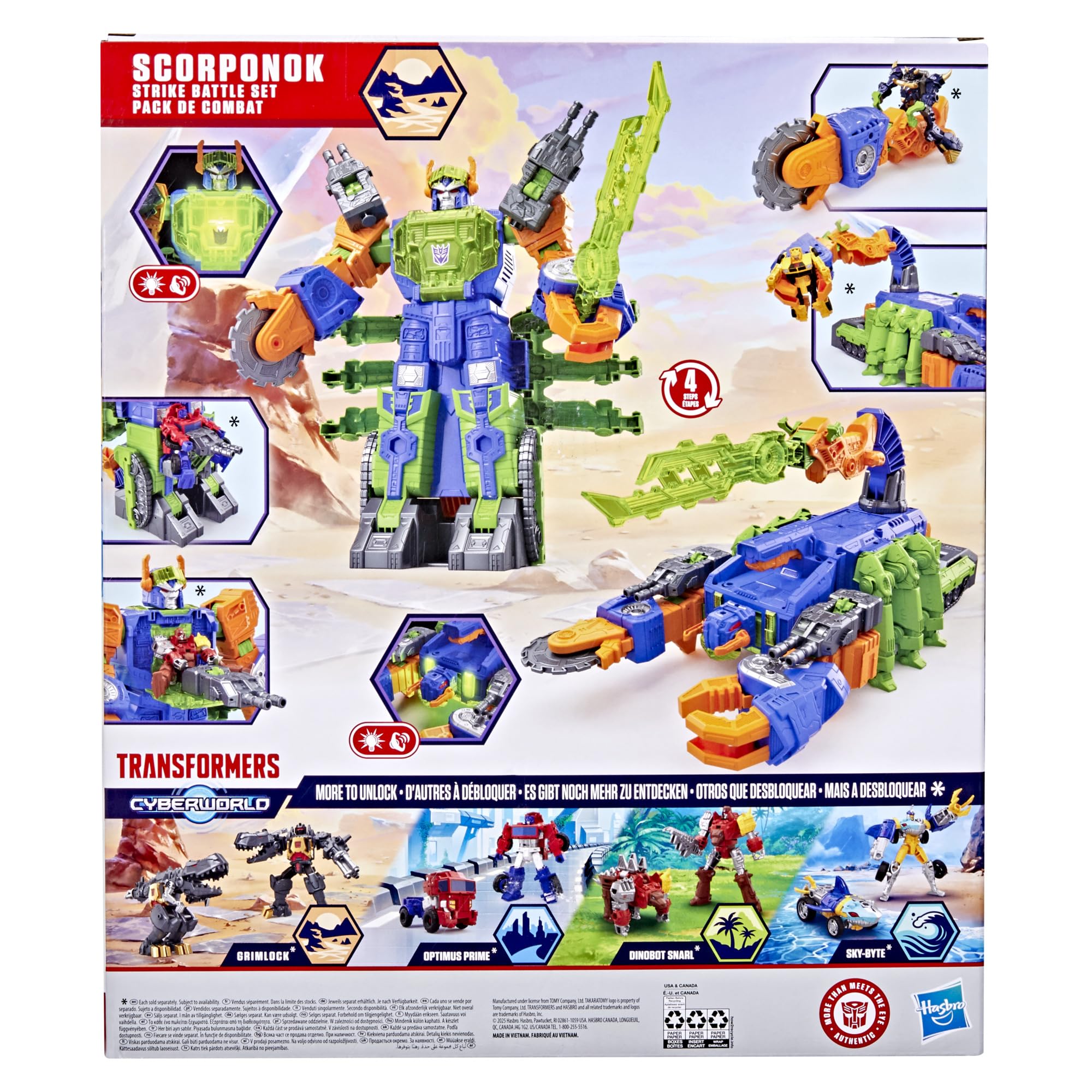 Transformers CYBERWORLD Scorponok Strike Battle Set, Converting Action Figure Playset with Lights and Sounds, Robot Toys for Boys and Girls 6 and Up